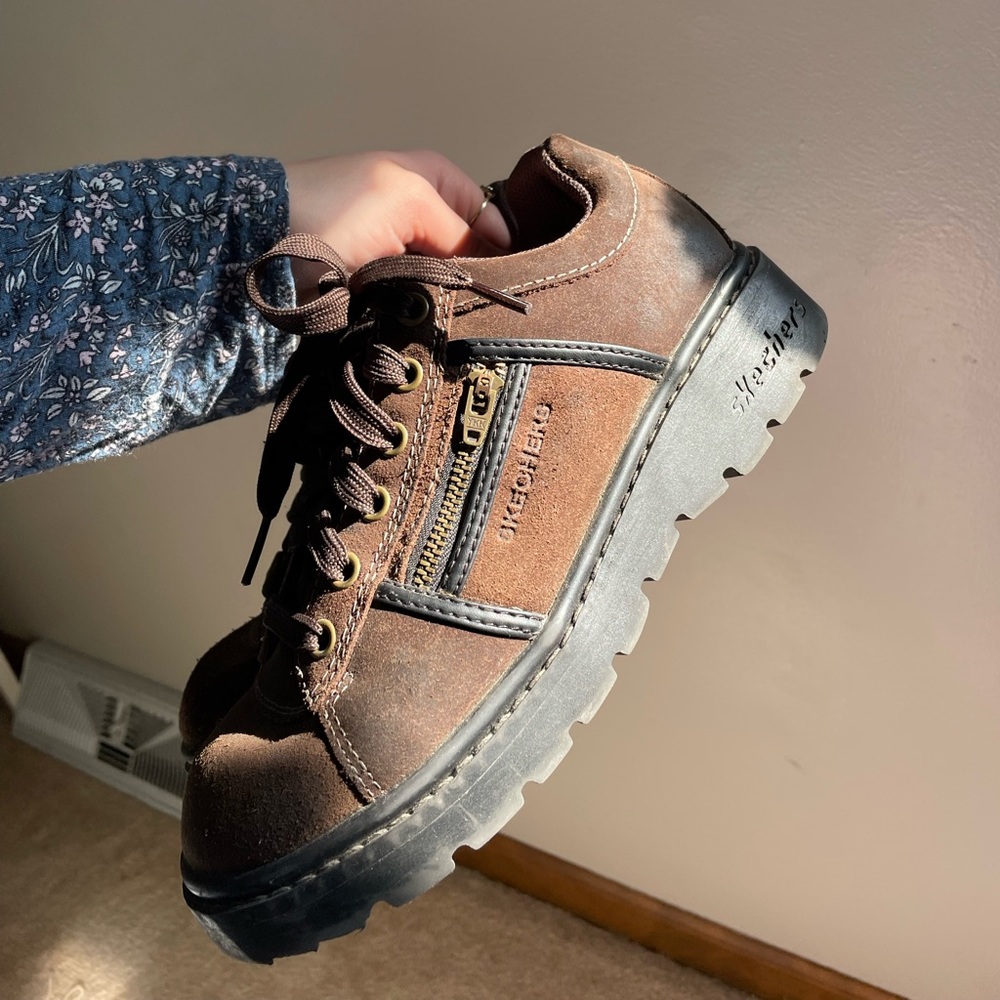 Y2K Skechers Brown Chunky Lace Up Sneakers